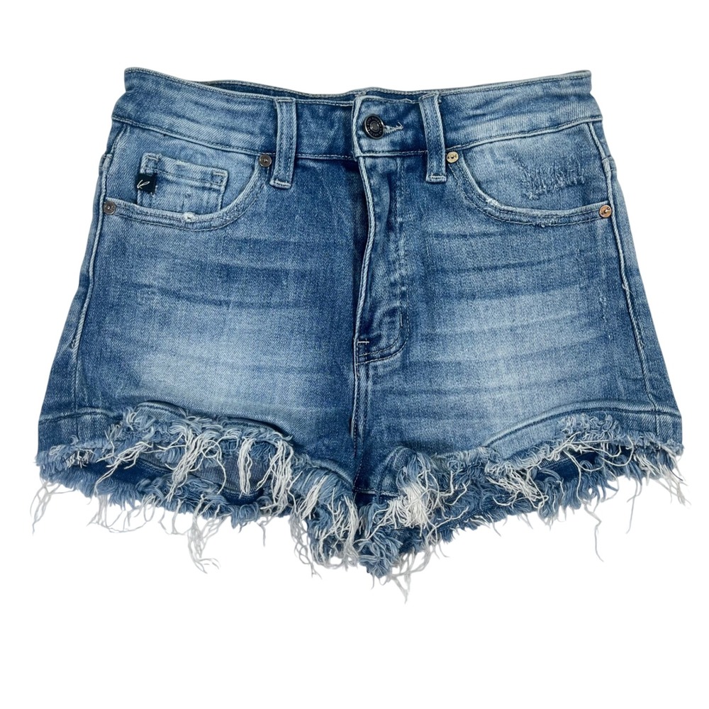 KanCan Denim Shorts Blue Frayed Raw Hem Distressed Summer Boho Sz 25